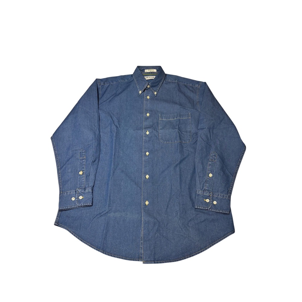 VTG Orvis Sporting Traditions Mens M Denim Button Down Shirt Blue Cotton L/S
